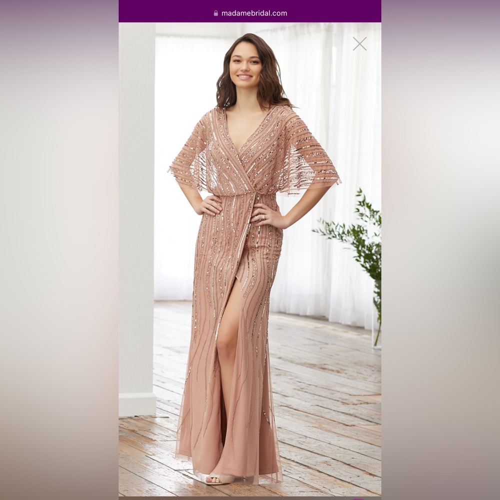 Adrianna Papell Mother of the Bride Gown Beaded Rose Gold 14W